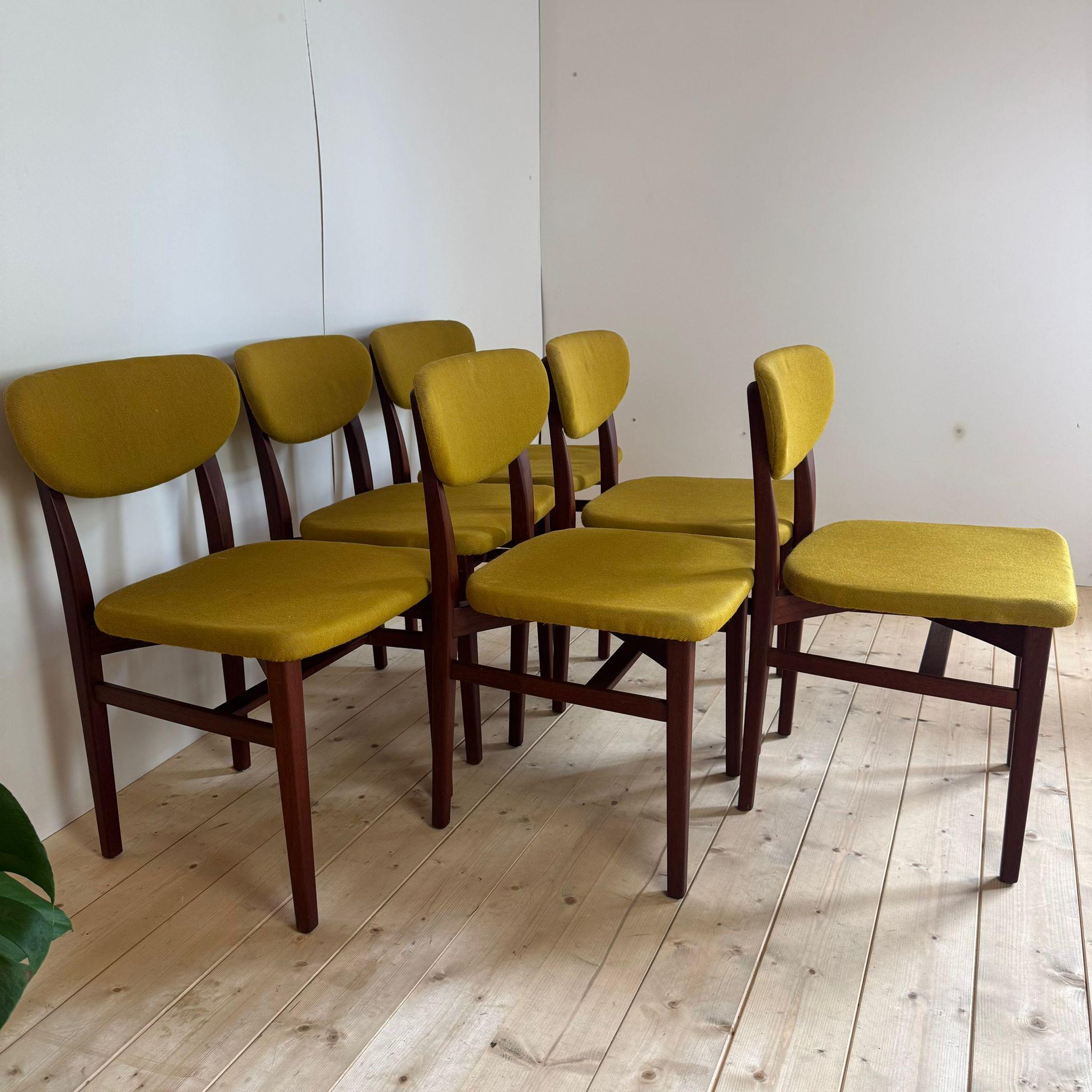 Danish Set of six vintage dining chairs, Denmark 1960 For Sale