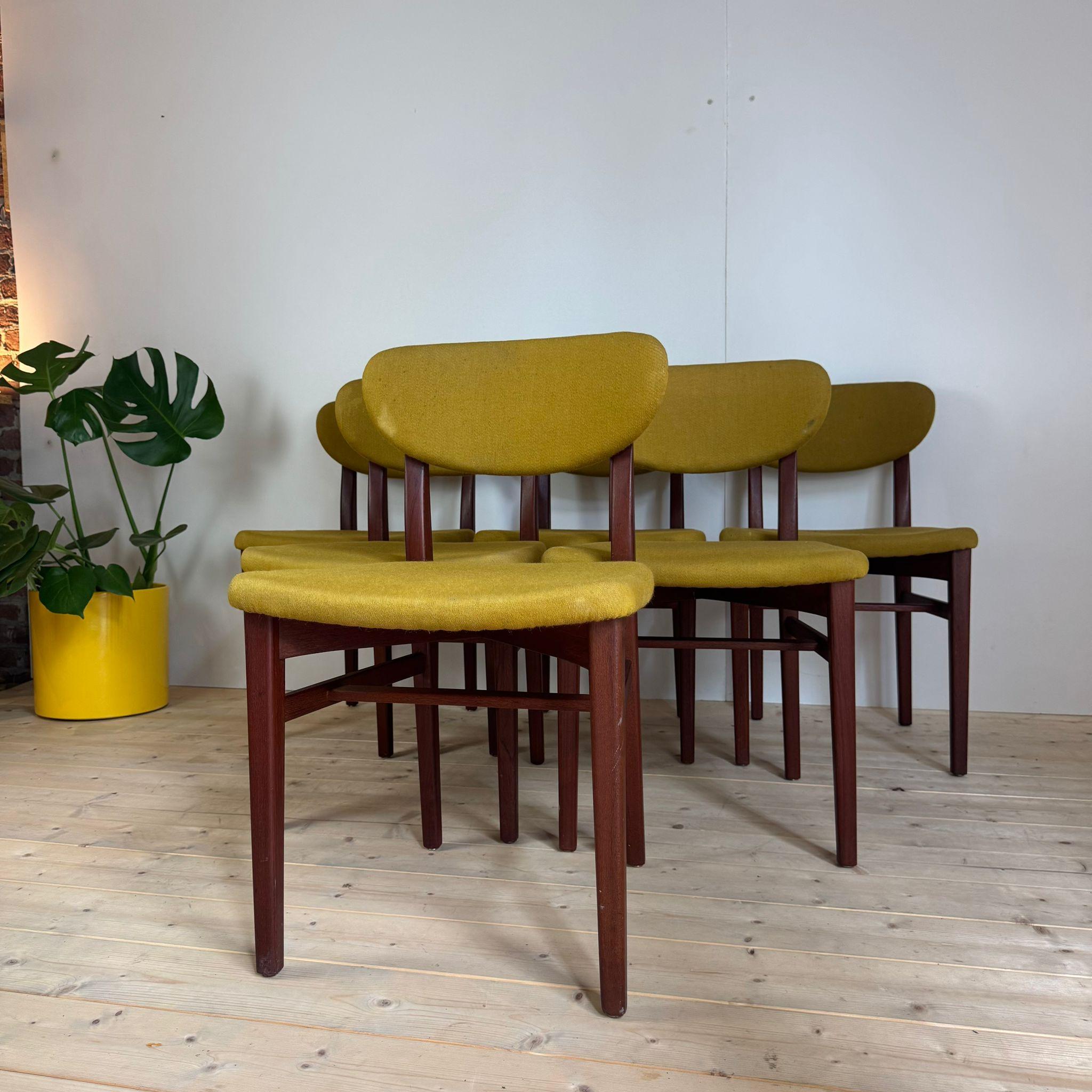 Teak Set of six vintage dining chairs, Denmark 1960 For Sale