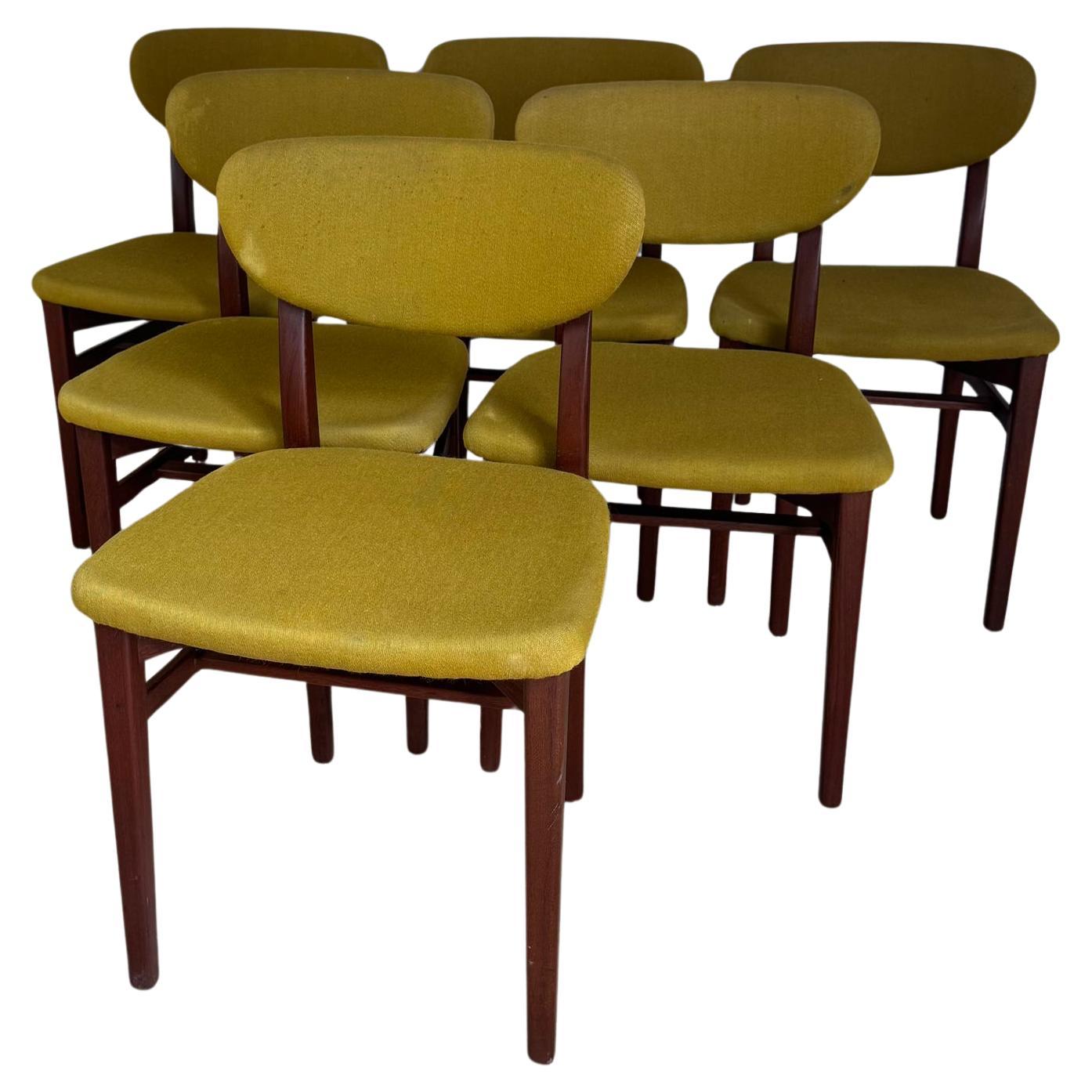 Set of six vintage dining chairs, Denmark 1960 For Sale