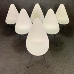 Set of Six Vintage "Drop" Dining Chairs by Arne Jacobsen for Fritz Hansen