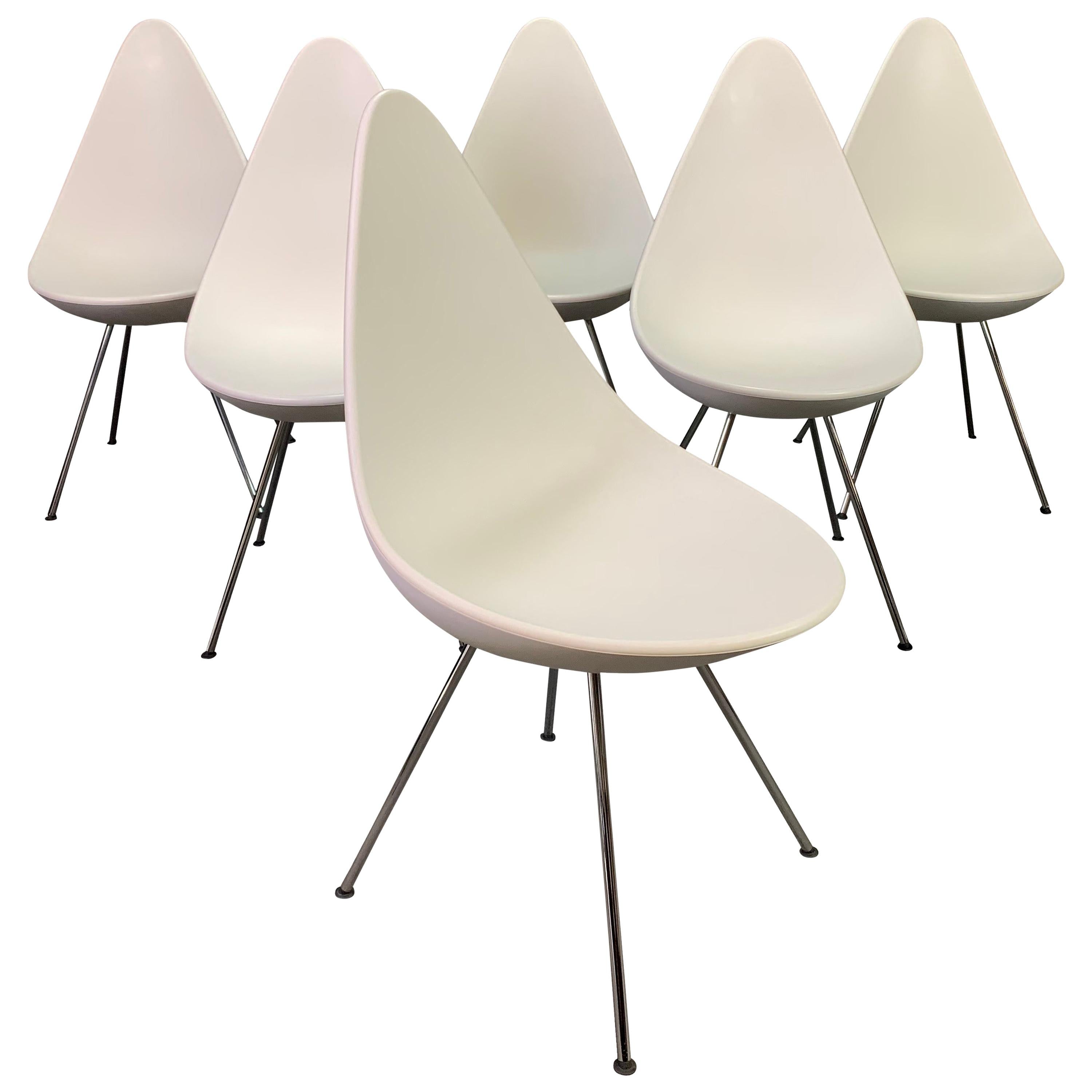 Set of Six Vintage "Drop" Dining Chairs by Arne Jacobsen for Fritz Hansen  For Sale at 1stDibs