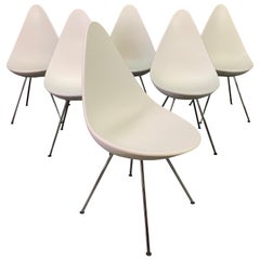 Set of Six Vintage "Drop" Dining Chairs by Arne Jacobsen for Fritz Hansen