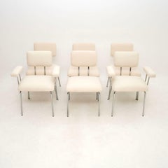 Set of Six Vintage Dutch Tubular Steel Dining Chairs