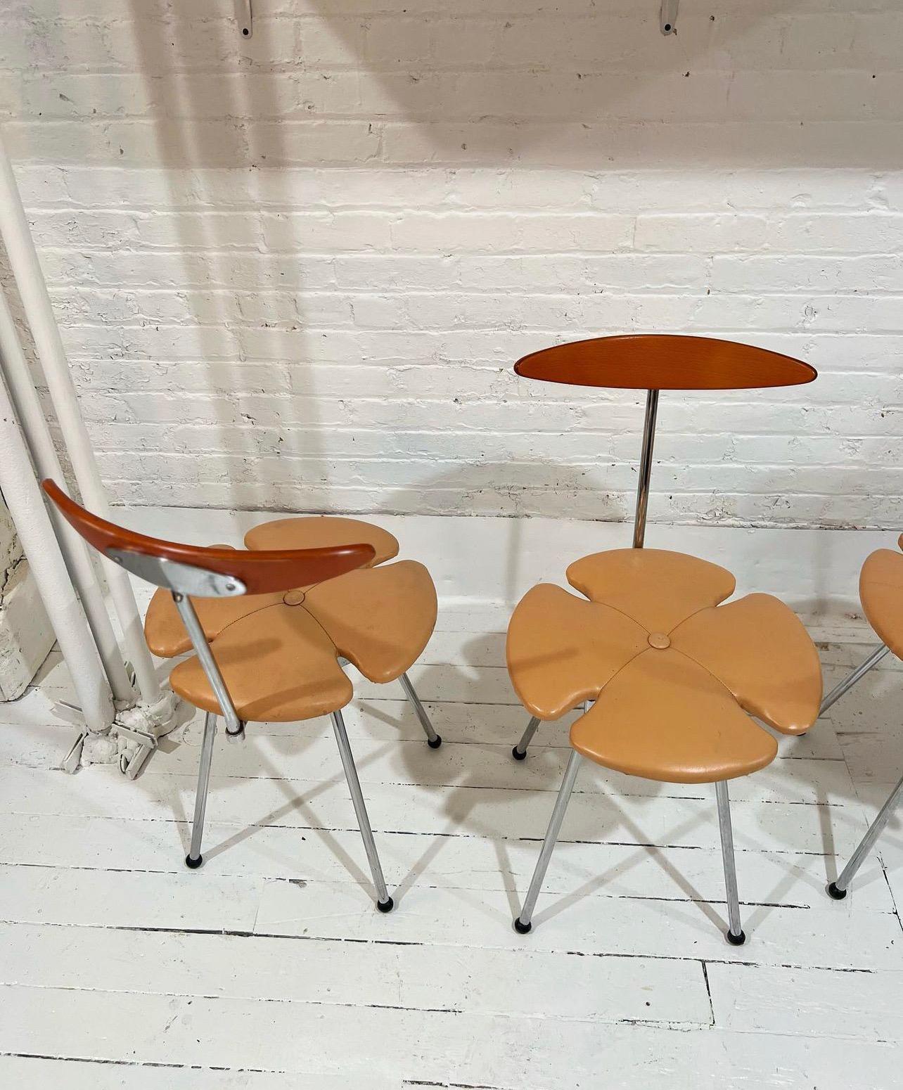 Post-Modern Set of 6 Vintage Effezeta Italian Clover Dining Chairs, circa 1970s