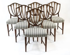 Set of 'Six' Vintage English Hepplewhite Style Dining Chairs