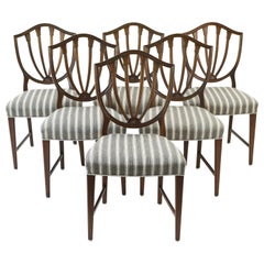 Set of 'Six' Vintage English Hepplewhite Style Dining Chairs