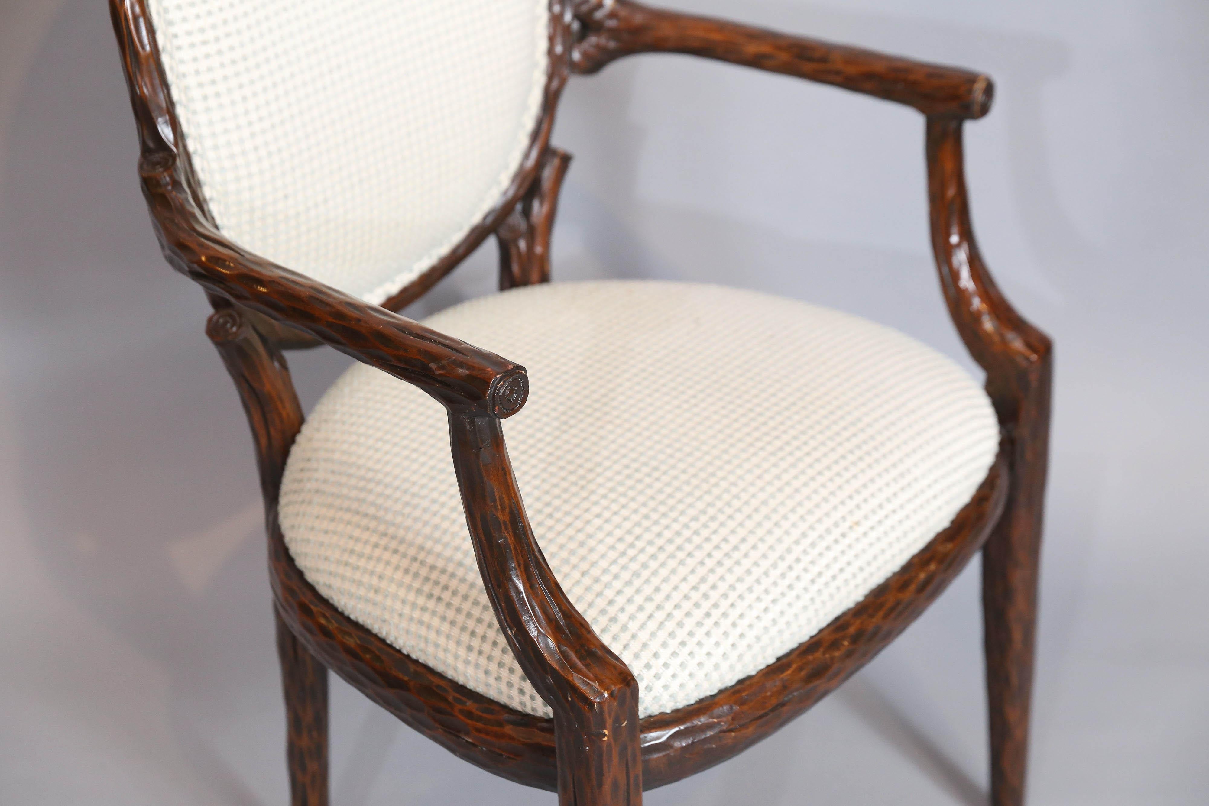 Country Set of Six Vintage Italian Faux Bois Armchairs For Sale