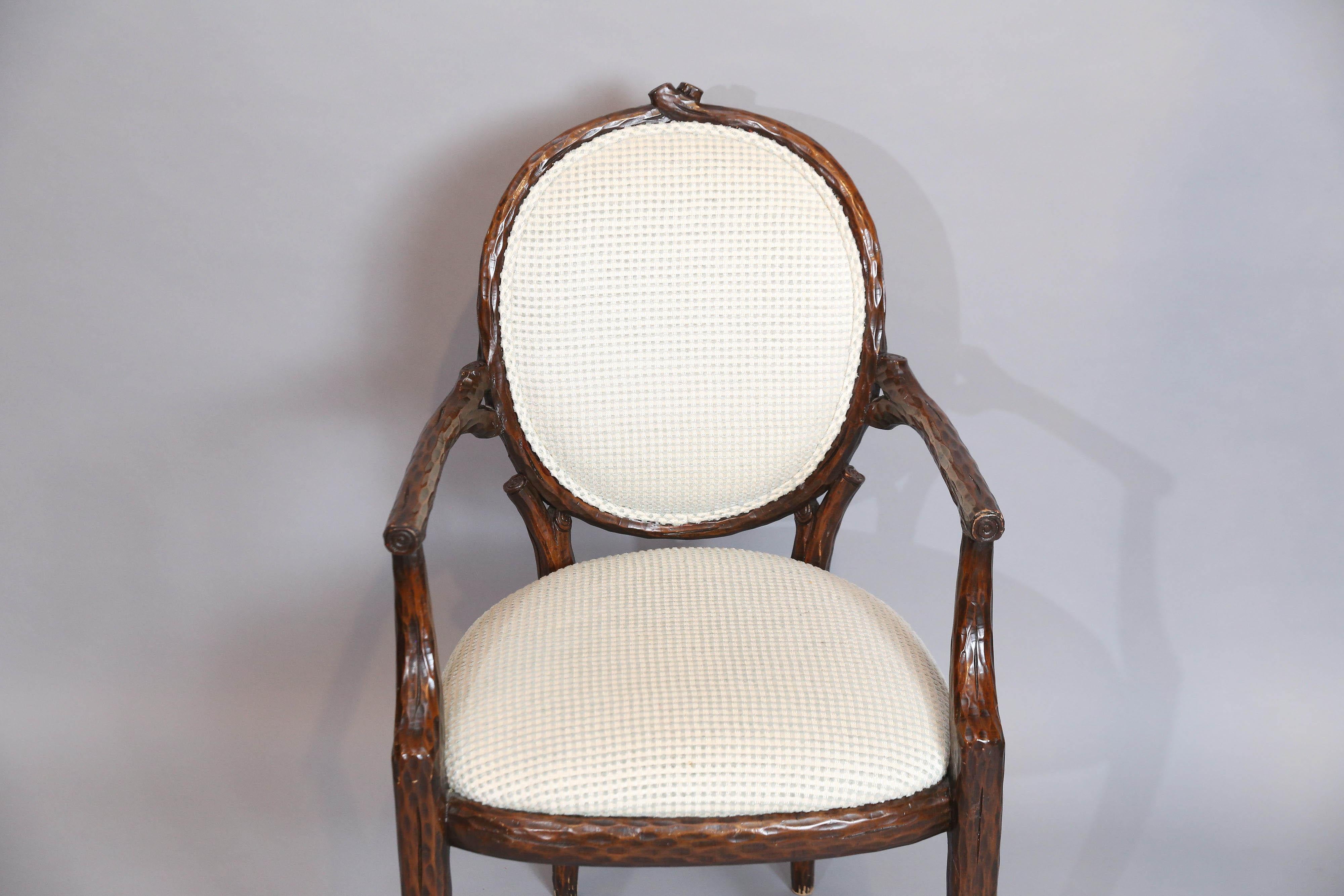 Set of Six Vintage Italian Faux Bois Armchairs In Good Condition For Sale In Houston, TX