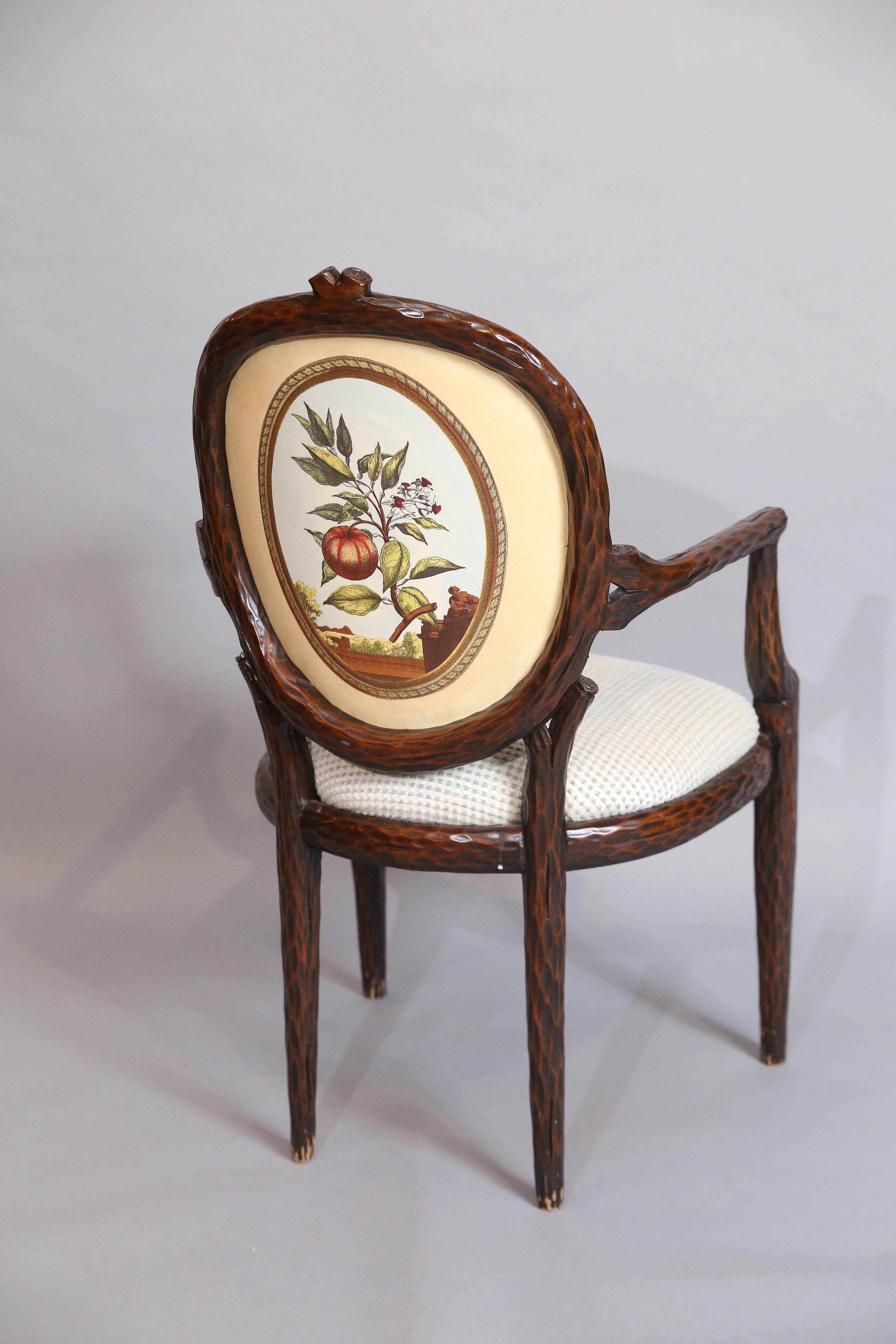 20th Century Set of Six Vintage Italian Faux Bois Armchairs For Sale