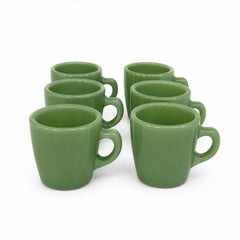 Set of Six Vintage Fire-King Jadeite Coffee Mugs, 1940s