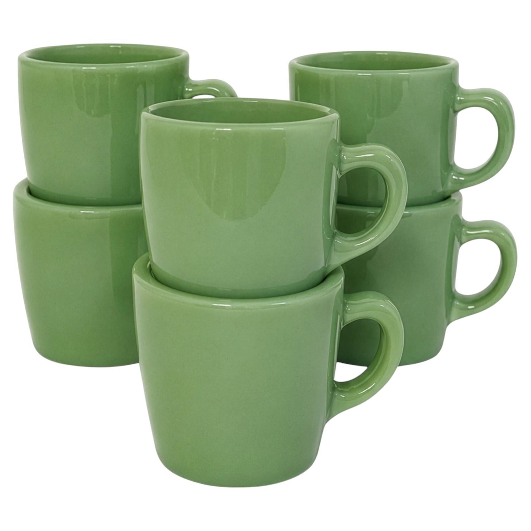 Set of Six Vintage Fire-King Jadeite Coffee Mugs, 1940s