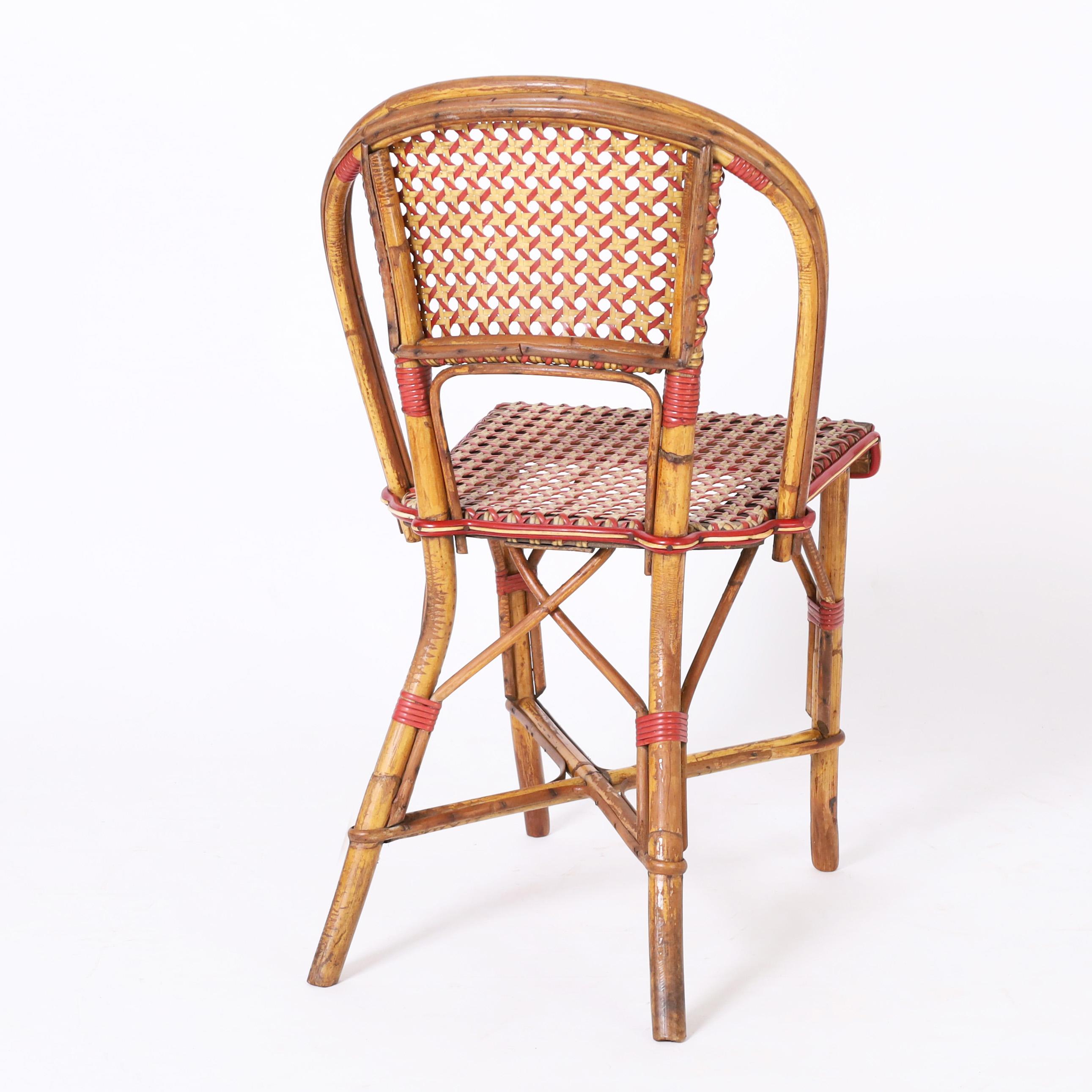 Set of Six Vintage French Bamboo Bistro Chairs In Good Condition For Sale In Palm Beach, FL