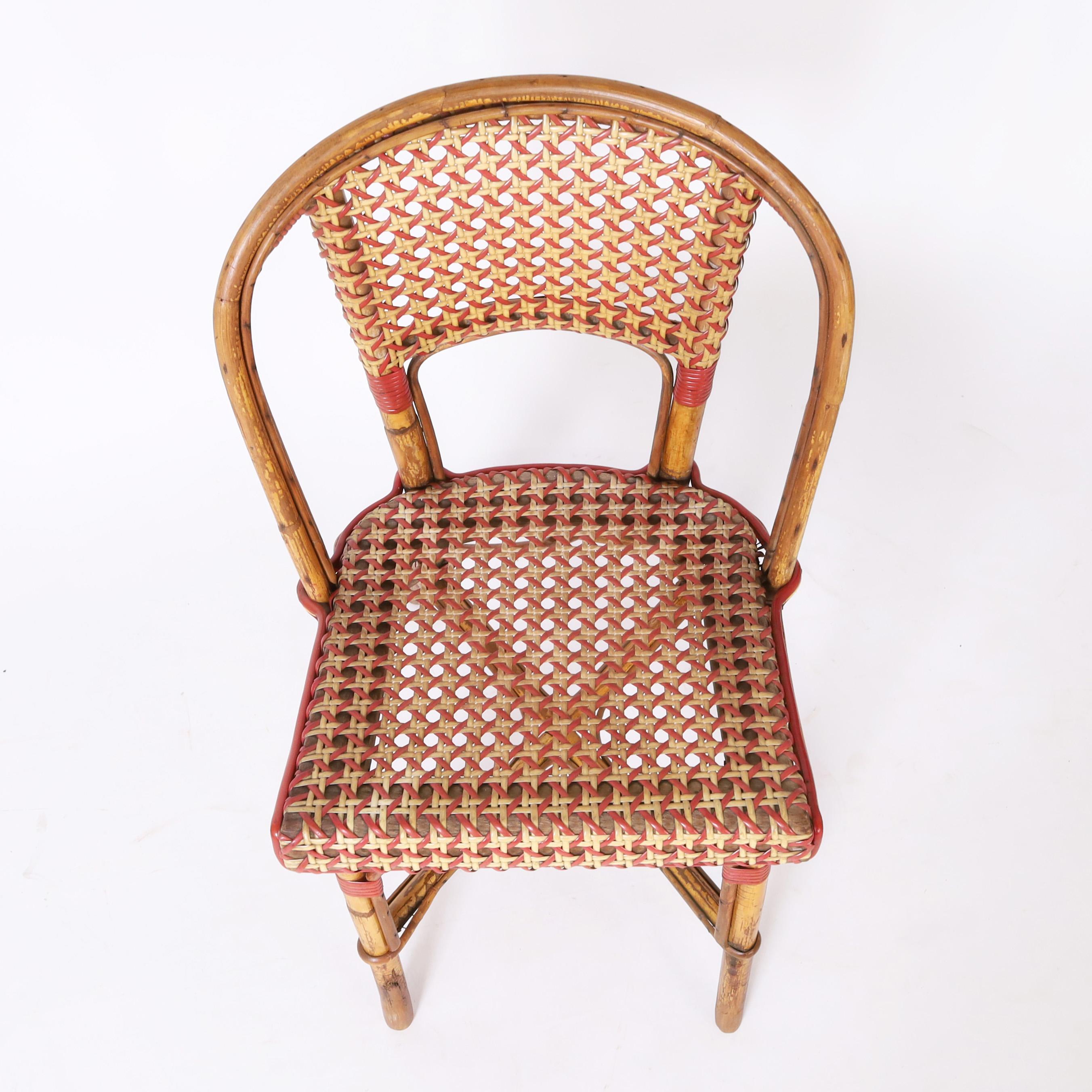 20th Century Set of Six Vintage French Bamboo Bistro Chairs For Sale