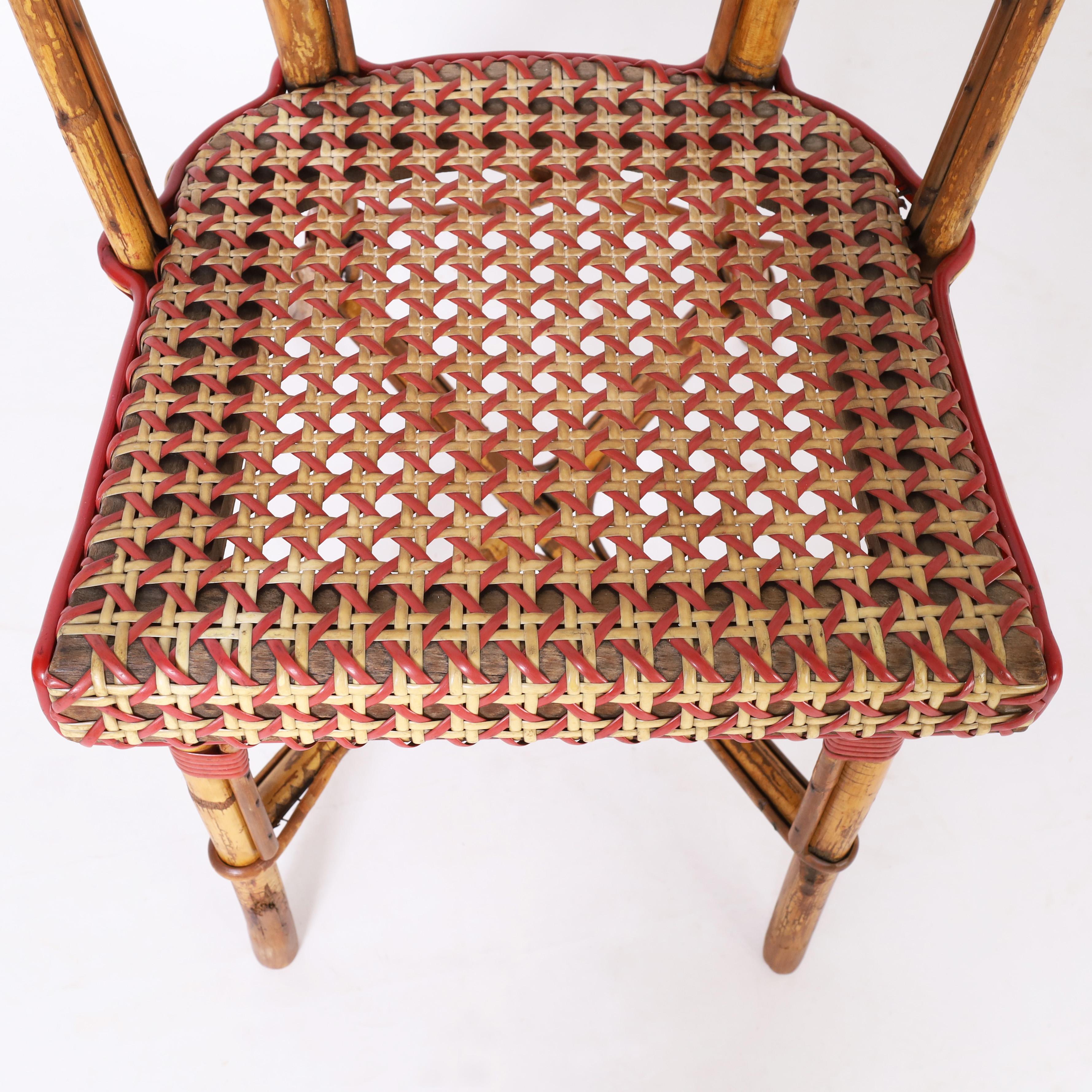 Set of Six Vintage French Bamboo Bistro Chairs For Sale 2