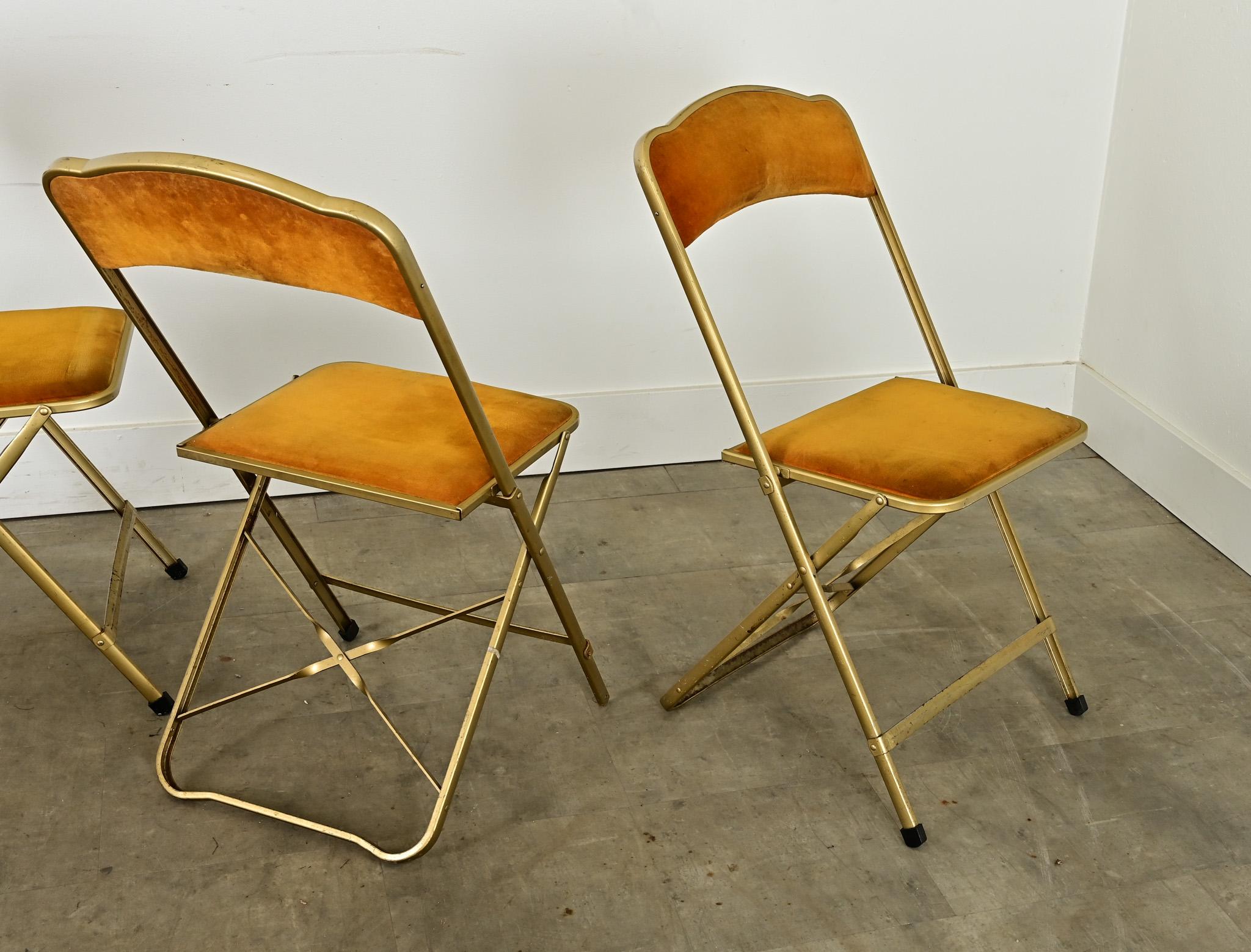 Set of Six Vintage French Folding Chairs For Sale 3