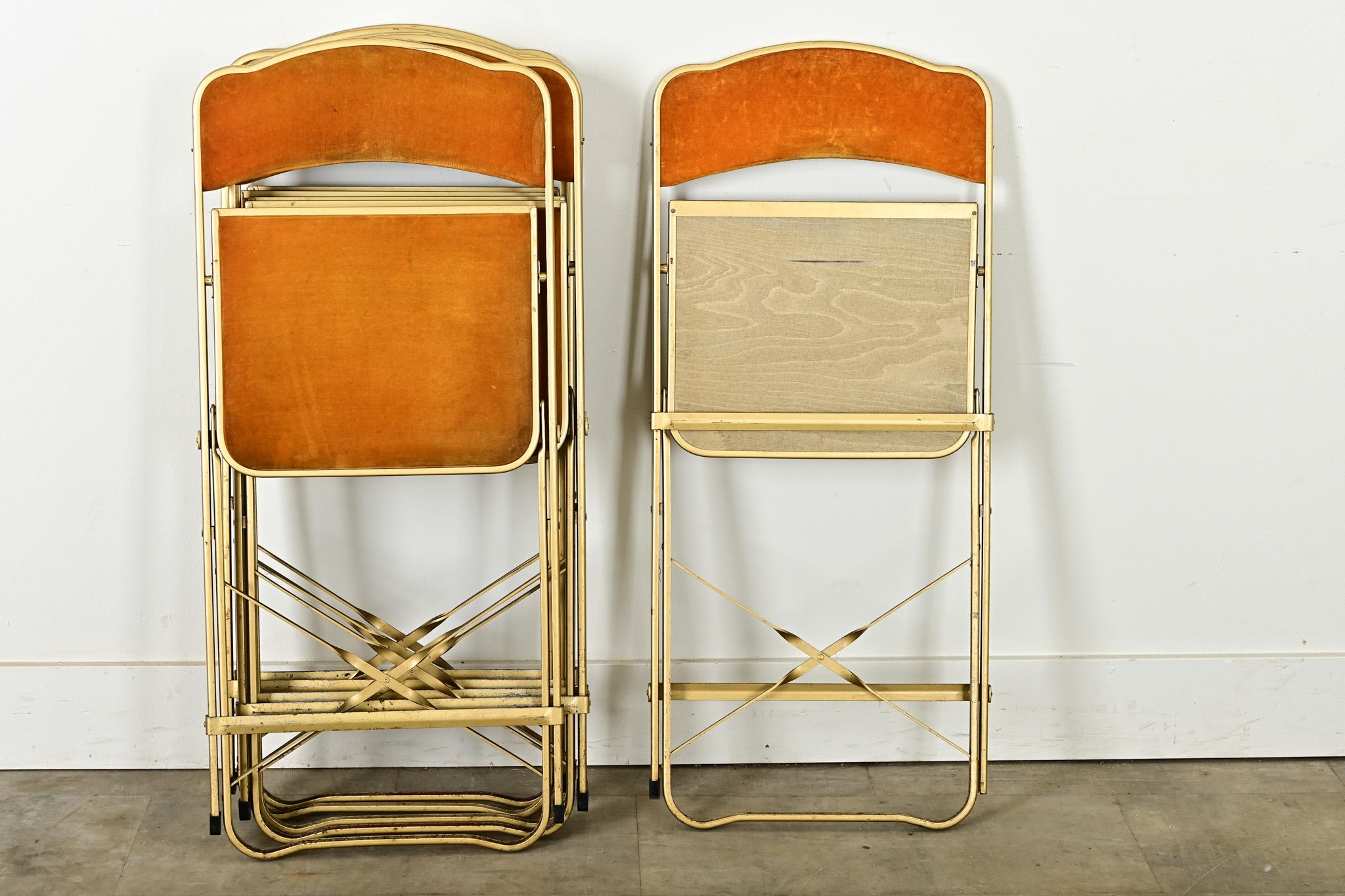 Set of Six Vintage French Folding Chairs For Sale 6
