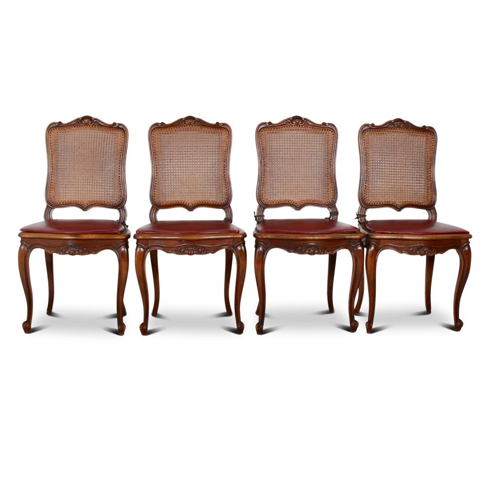 Carved Set of Six Vintage French Louis XV Dining Chairs