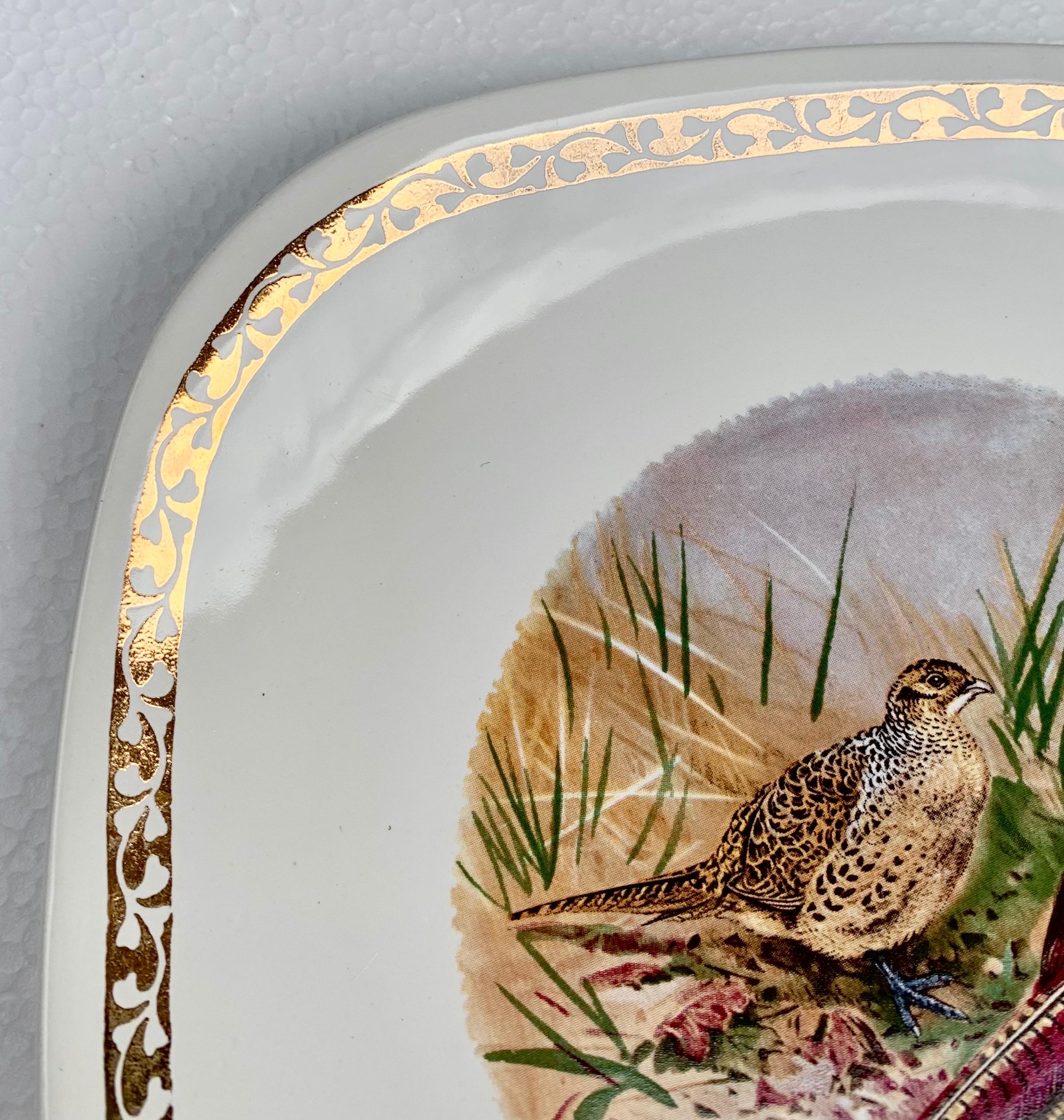 Set of Six Vintage French Pheasant Plates, Longchamp Factory, France For Sale 1