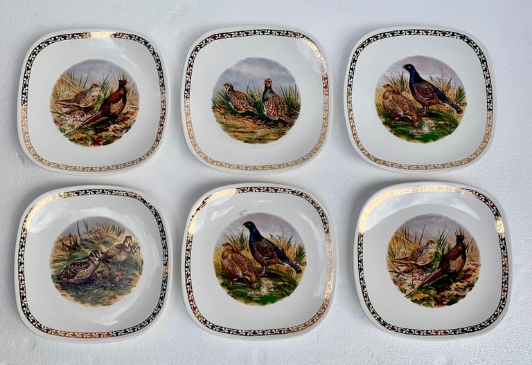 Set of Six Vintage French Pheasant Plates, Longchamp Factory, France For  Sale at 1stDibs