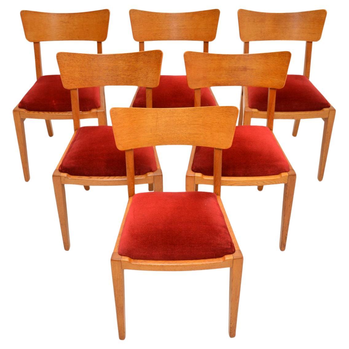 Set of Six Vintage G Plan Dining Chairs in Oak For Sale