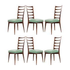 Set of Six Vintage Gaston Poisson Mahogany Dining Chairs