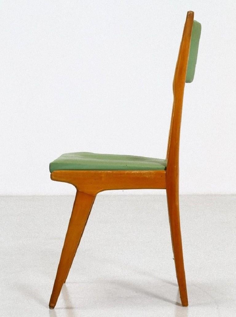 Set of Six Vintage Green Chairs, Italy, 1950s In Good Condition In Roma, IT