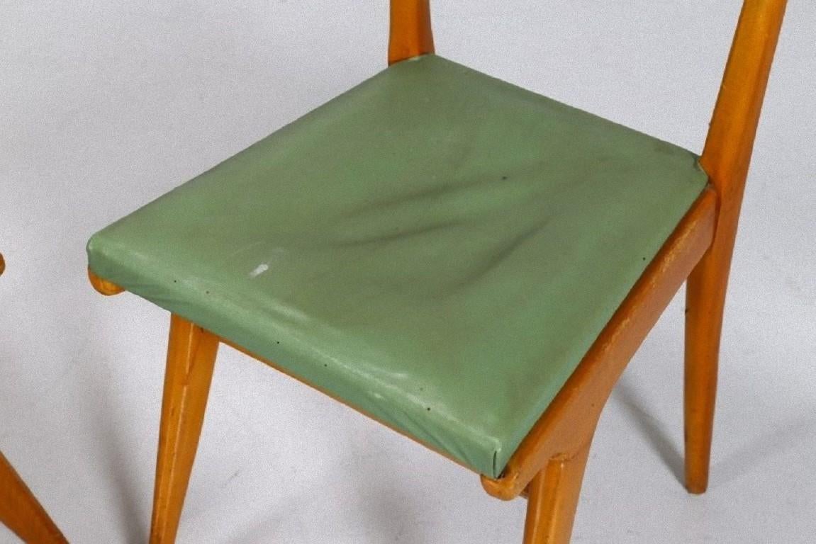 Set of Six Vintage Green Chairs, Italy, 1950s 3