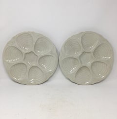 Set of Six Vintage Hall Ironstone Oyster Plates