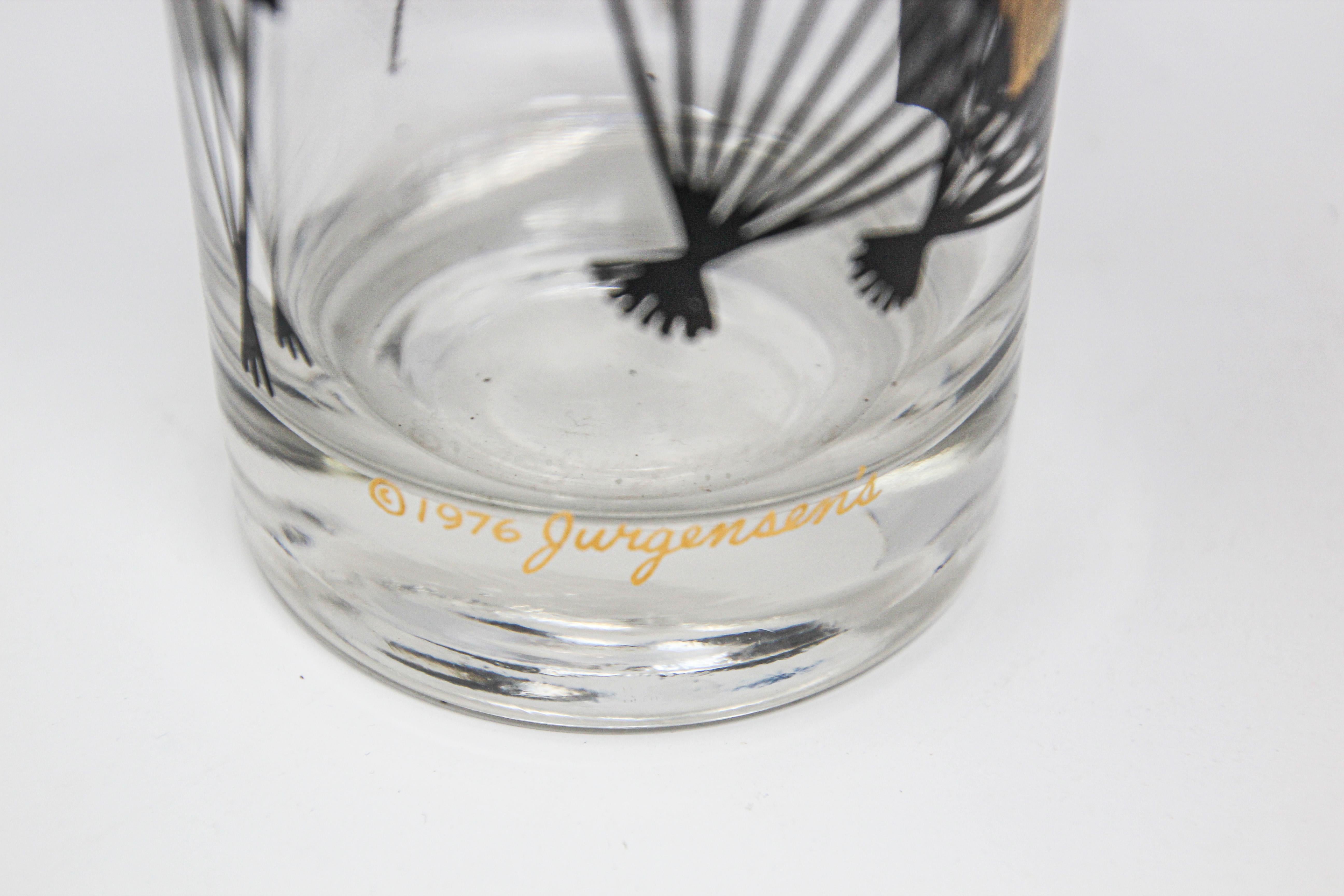 1976 Collectible Highball Glasses Black and Gold by Gurgensen's Set of 6 For Sale 6