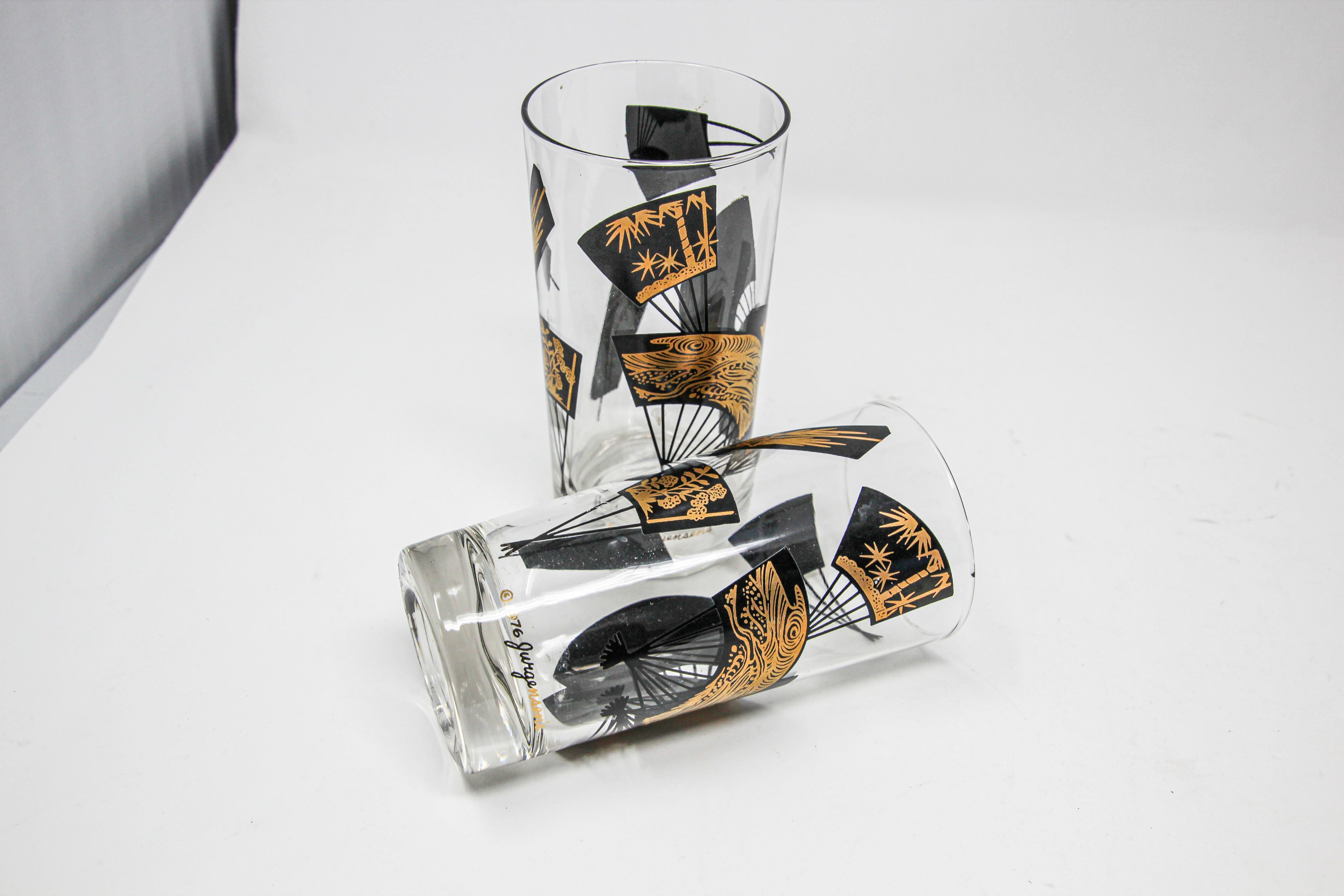 20th Century 1976 Collectible Highball Glasses Black and Gold by Gurgensen's Set of 6 For Sale