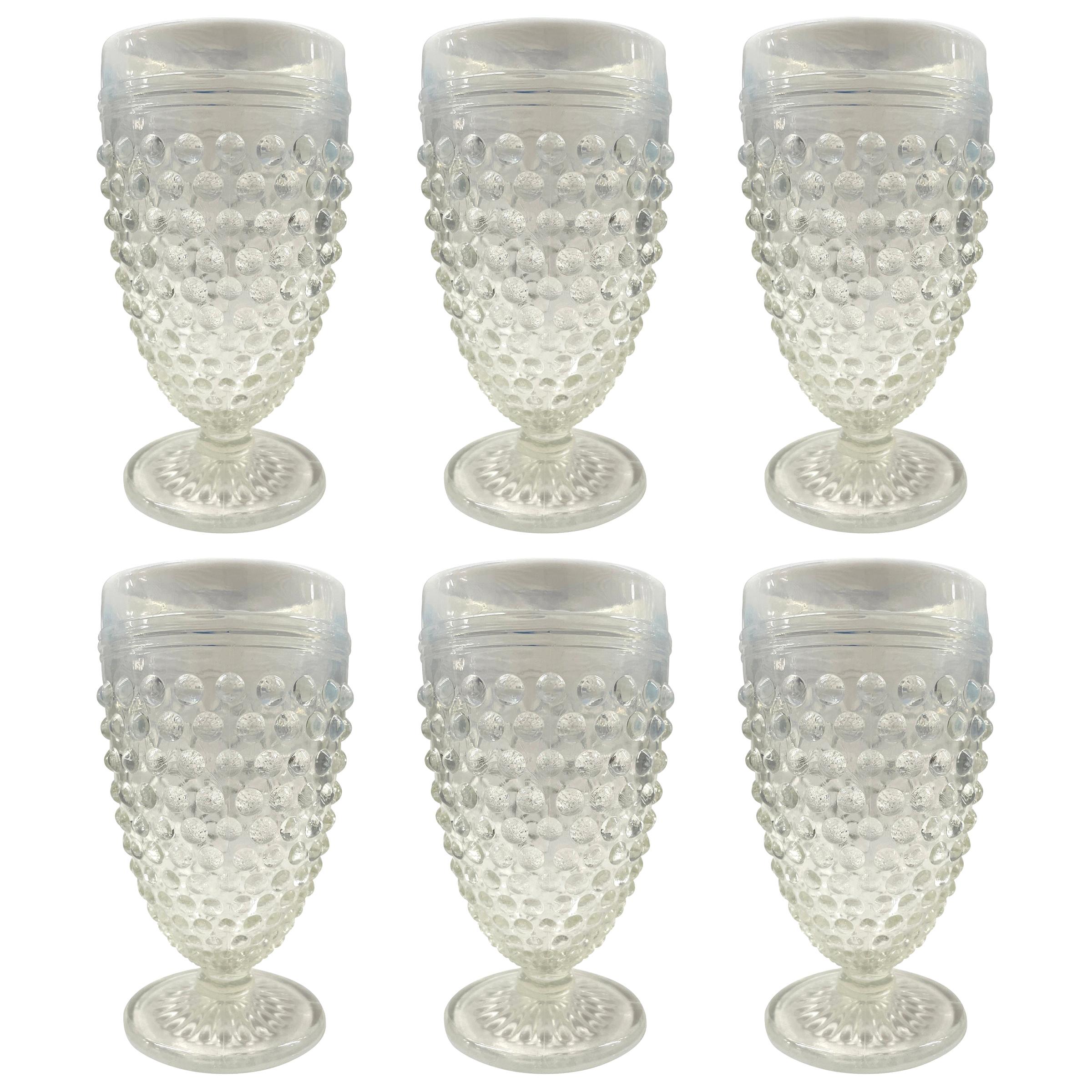 Set of Six Vintage Hobnail Juice Glasses