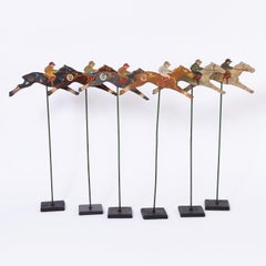 Set of Six Vintage Horse and Jockey Carnival Game Pieces