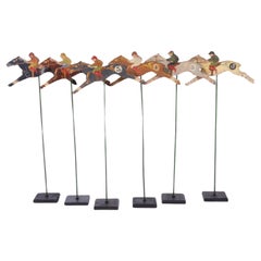 Set of Six Antique Horse and Jockey Carnival Game Pieces