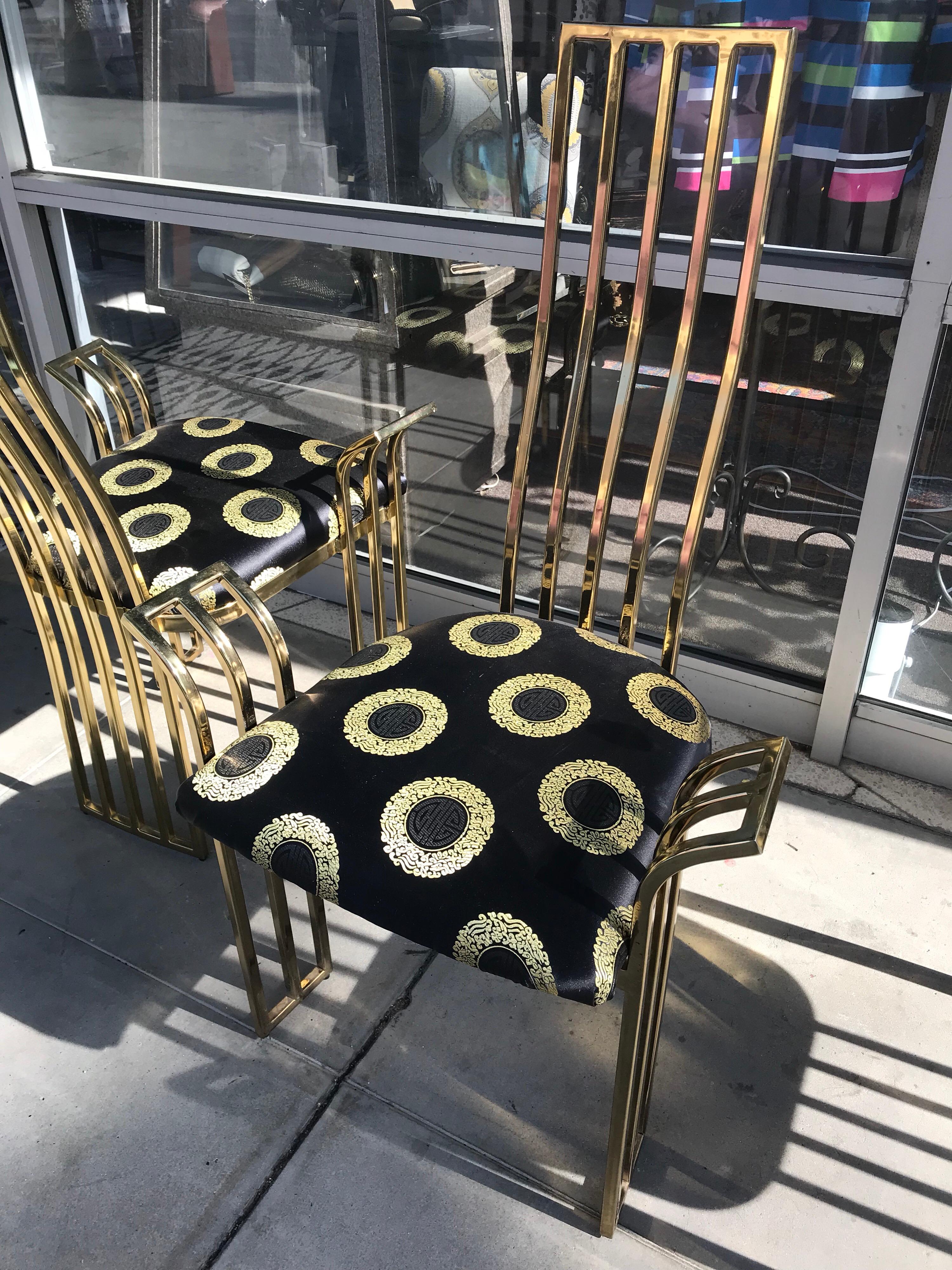 Set of Six Vintage Italian Brass Dining Chairs in the Style of Pierre Cardin In Good Condition In Palm Springs, CA