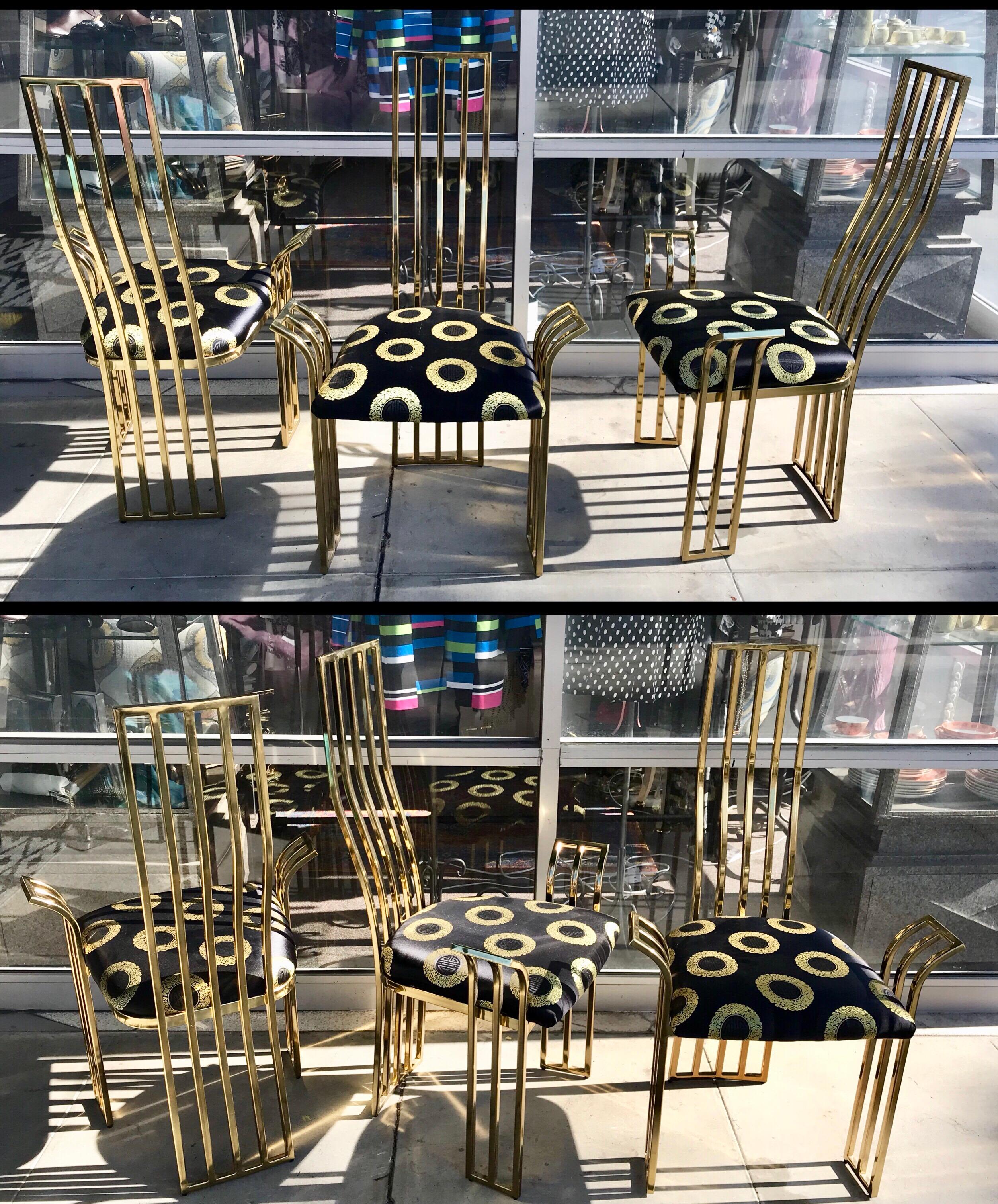 Set of Six Vintage Italian Brass Dining Chairs in the Style of Pierre Cardin 2