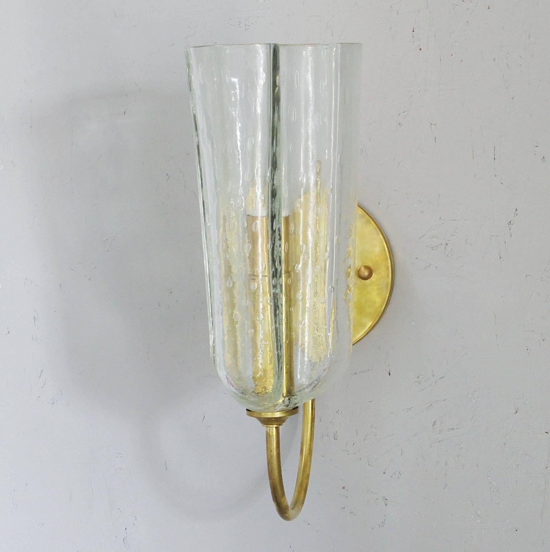 Set of Six Vintage Italian Hand Blown Murano Sconces In Good Condition For Sale In Los Angeles, CA