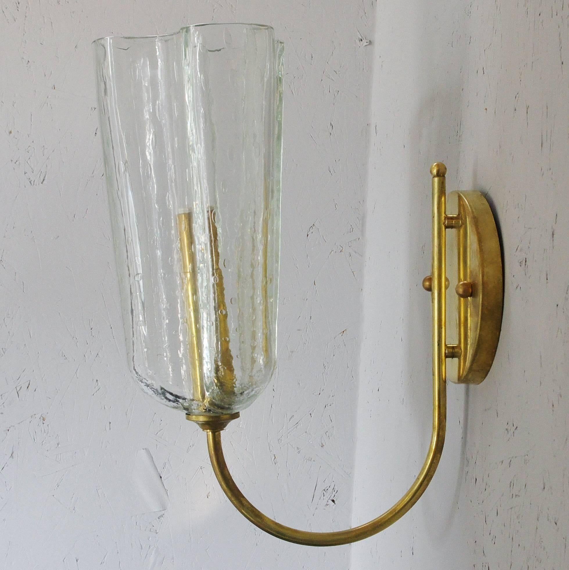 Mid-20th Century Set of Six Vintage Italian Hand Blown Murano Sconces For Sale