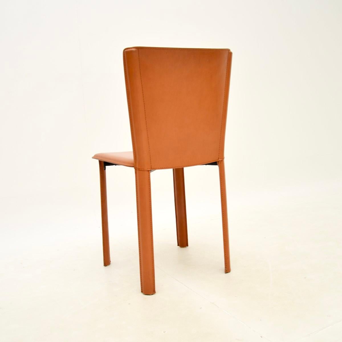 Set of Six Vintage Italian Leather Dining Chairs by Frag 5