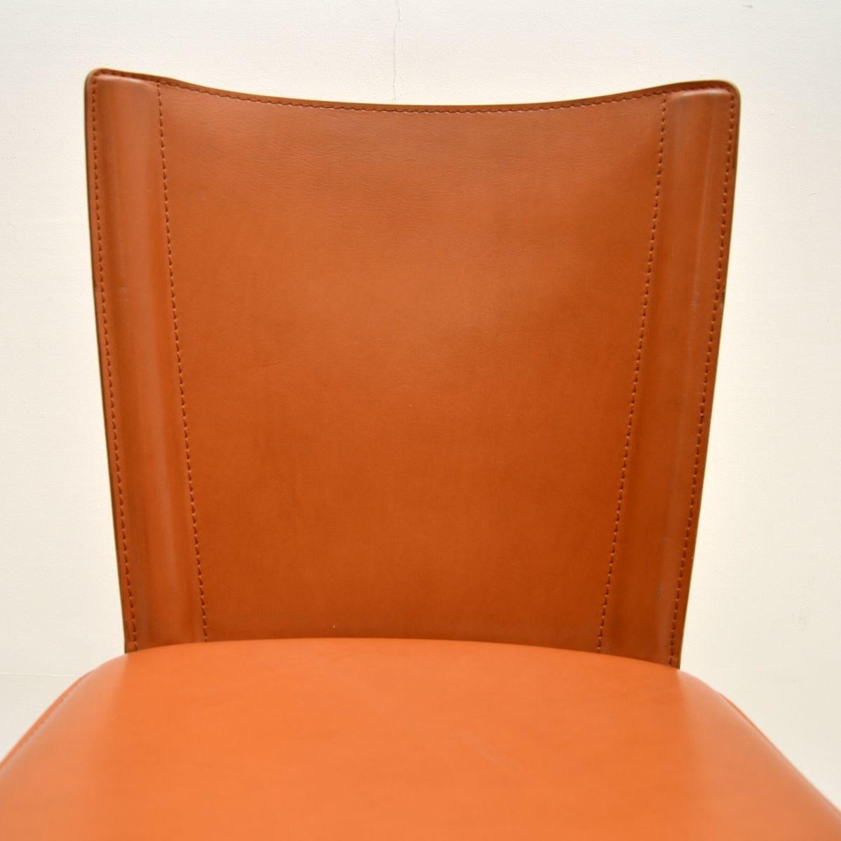 Set of Six Vintage Italian Leather Dining Chairs by Frag 6