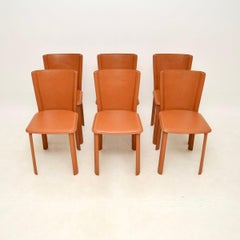 Set of Six Vintage Italian Leather Dining Chairs by Frag