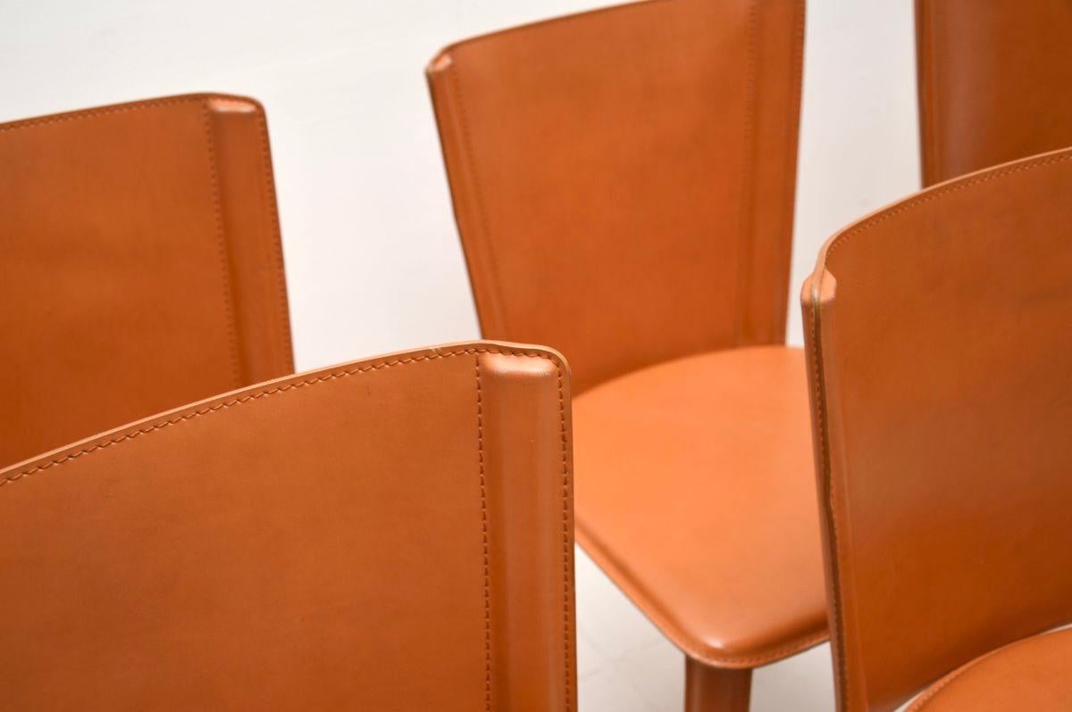 Late 20th Century Set of Six Vintage Italian Leather Dining Chairs by Frag