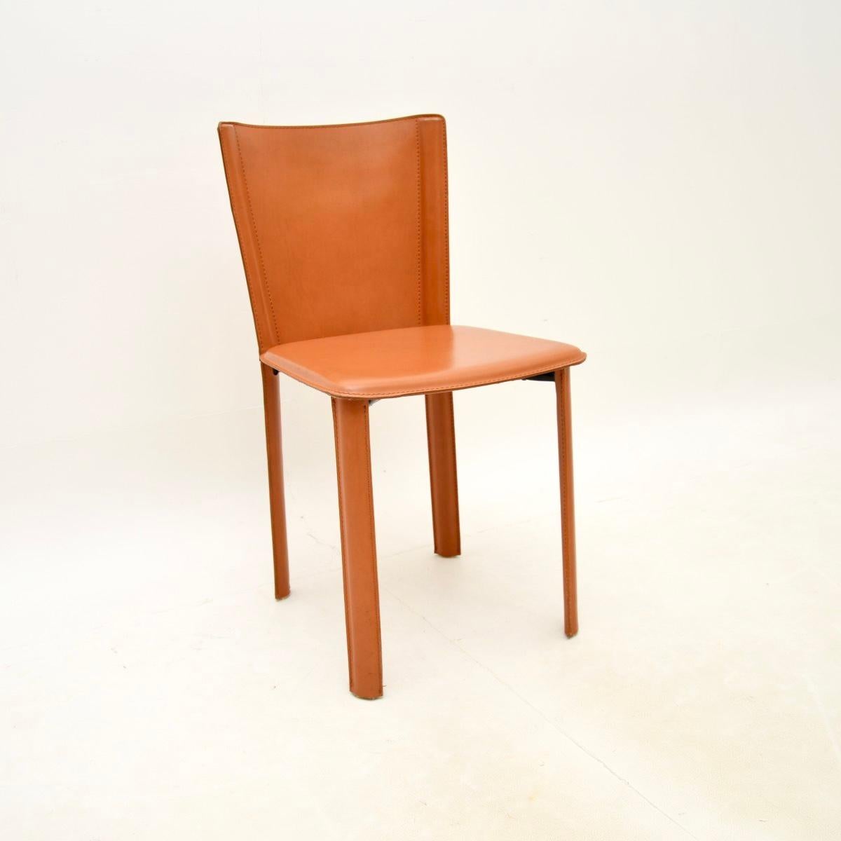 Set of Six Vintage Italian Leather Dining Chairs by Frag 2
