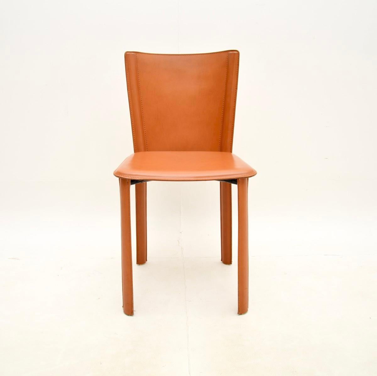 Set of Six Vintage Italian Leather Dining Chairs by Frag 3