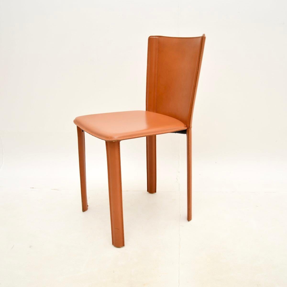 Set of Six Vintage Italian Leather Dining Chairs by Frag 4