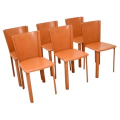 Set of Six Vintage Italian Leather Dining Chairs by Frag