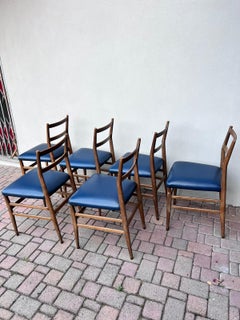 Set of nine Vintage Italian Leggera Blue Dining Chairs by Gio Ponti for Cassina