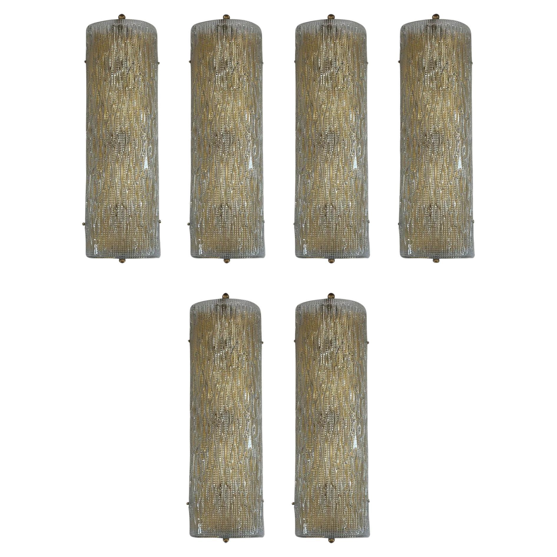 Set of Six Vintage Italian Murano Glass Sconces, c. 1970's