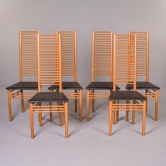 Set of Six Vintage Italian Tall Ladder Back Chairs