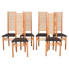 Set of Six Vintage Italian Tall Ladder Back Chairs