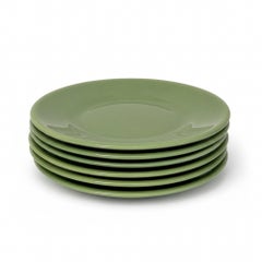 Set of Six Vintage Jadeite Glass Salad Plates, American Tableware